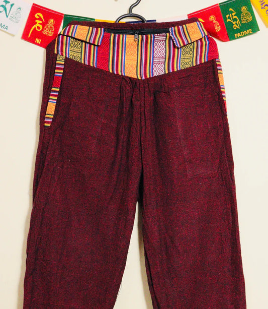 Crimson Peak Nepali Boho Unisex Pants Maroon Free Size