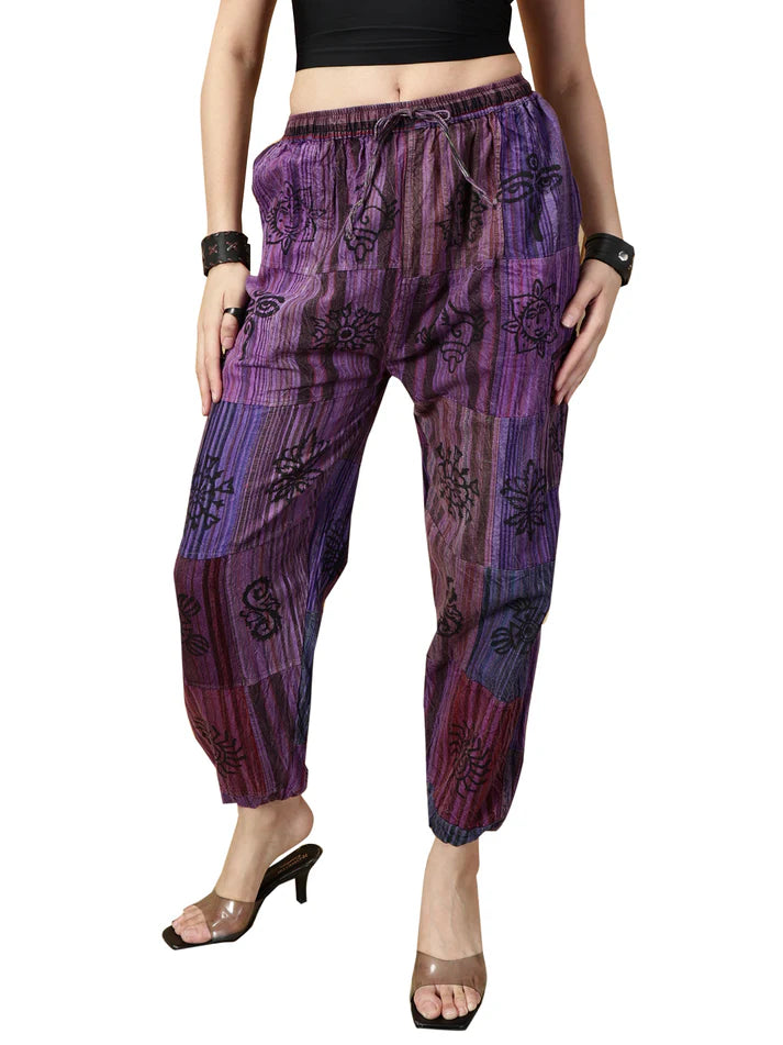 Sacred Amethyst Nepali Patchwork Boho Free Size Purple Harem Pants