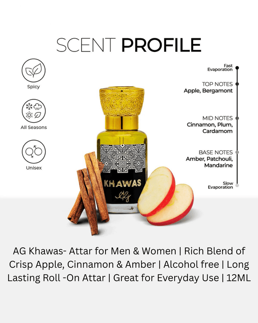 AG Khawas- Attar for Men & Women | Long Lasting Roll -On Attar | Great for Everyday Use | 12ML