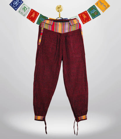 Crimson Peak Nepali Boho Unisex Pants Maroon Free Size