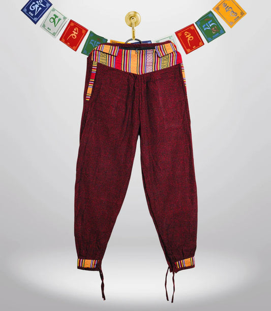 Crimson Peak Nepali Boho Unisex Pants Maroon Free Size