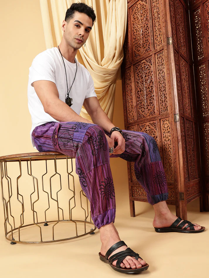 Sacred Amethyst Nepali Patchwork Boho Free Size Purple Harem Pants