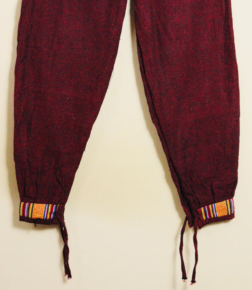Crimson Peak Nepali Boho Unisex Pants Maroon Free Size