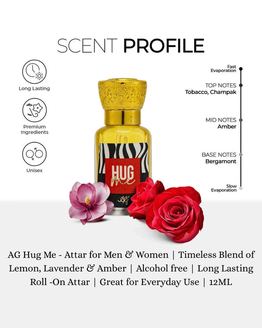 AG Hug Me - Attar for Men & Women | Long Lasting Roll -On Attar | Great for Everyday Use | 12ML