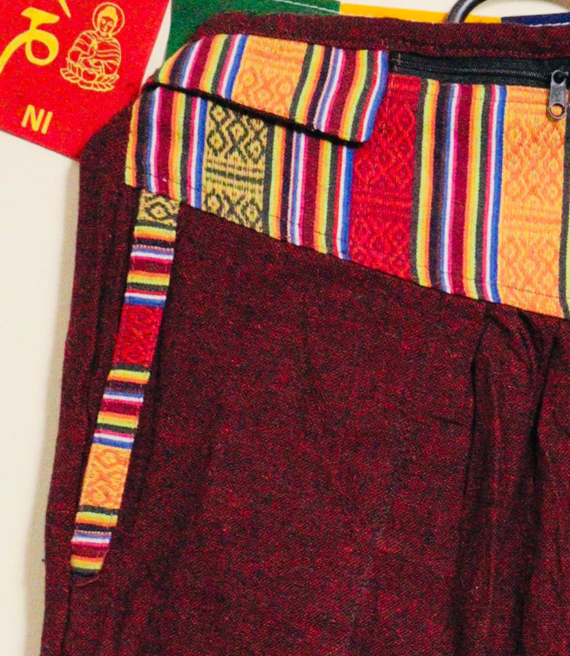 Crimson Peak Nepali Boho Unisex Pants Maroon Free Size