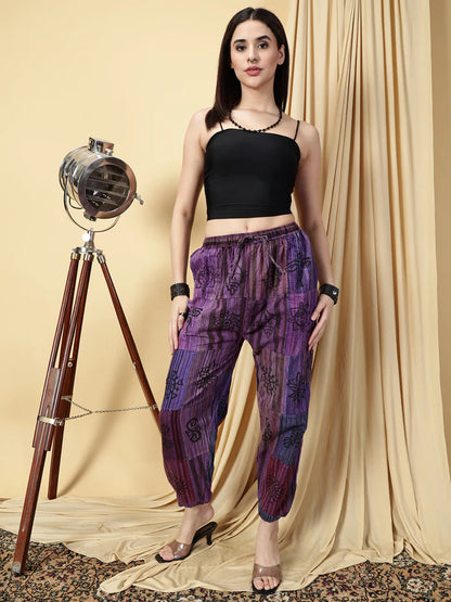 Sacred Amethyst Nepali Patchwork Boho Free Size Purple Harem Pants