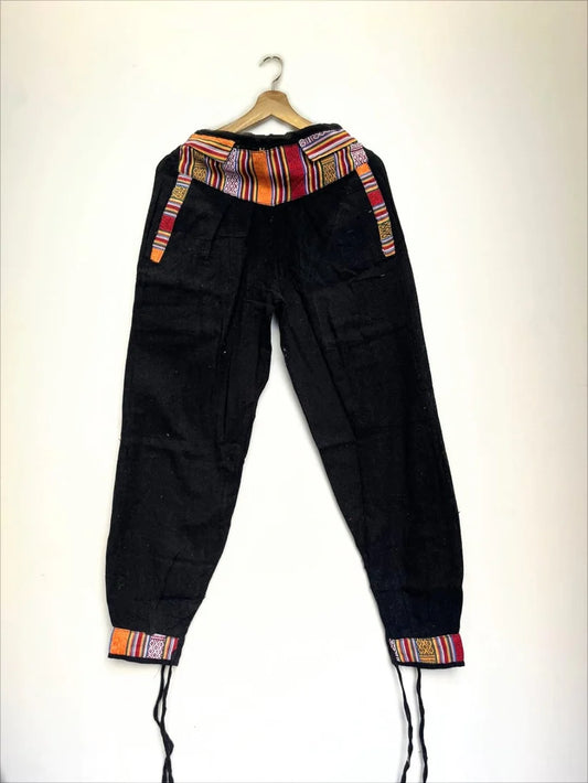 Himalayan Dawn Nepali Boho Unisex Pants Black Free Size