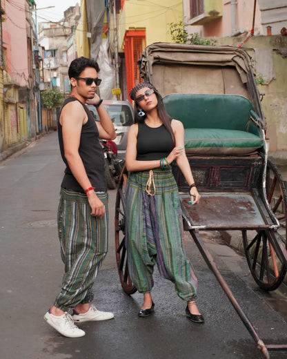green harem pants lifestyle models street kolkata