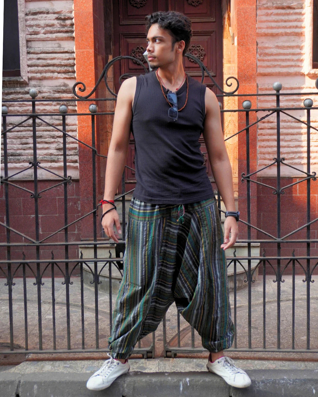 indie-breeze-green-harem-pants-front-male