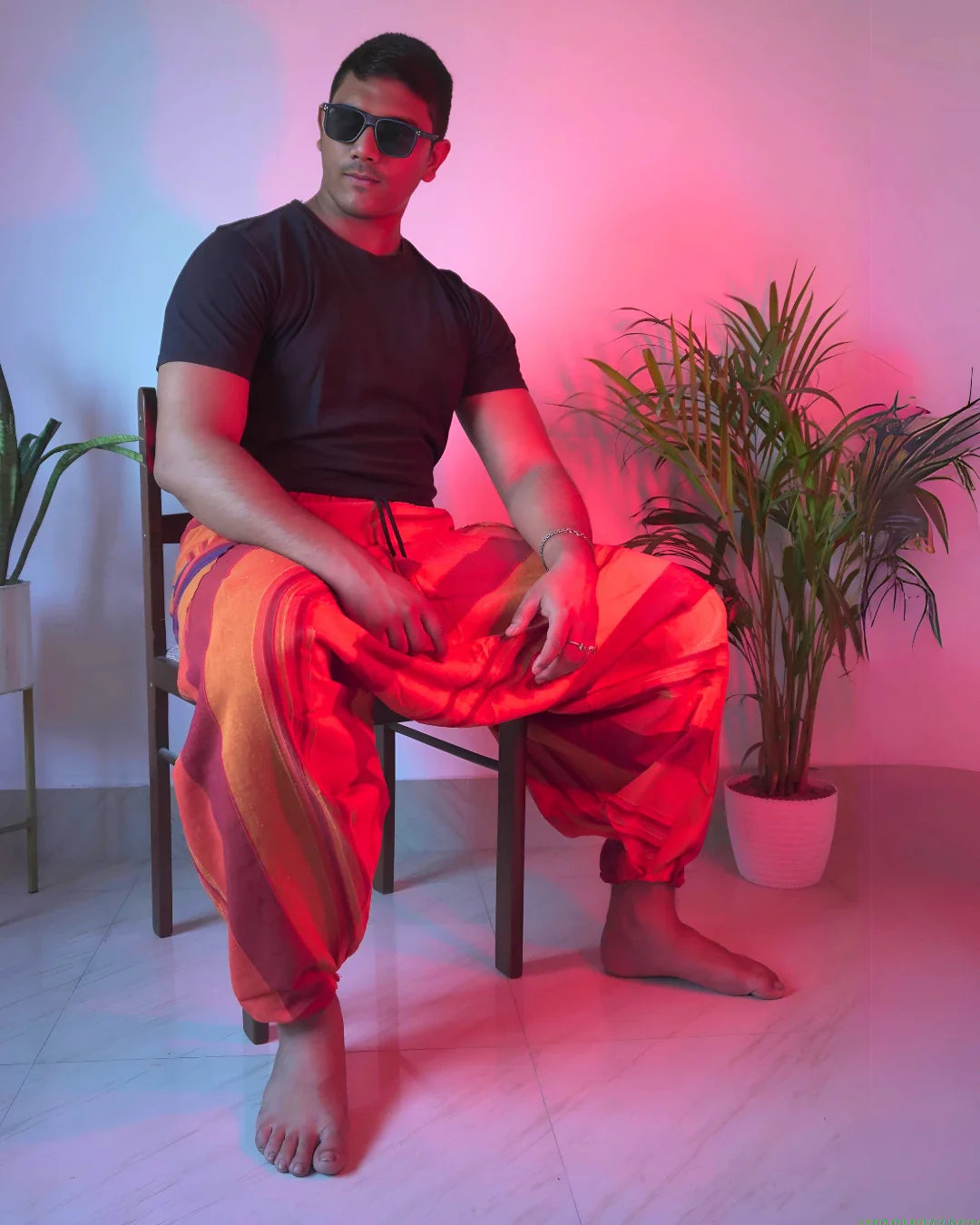 sunset-drift-orange-khesh-harem-pants-mirror