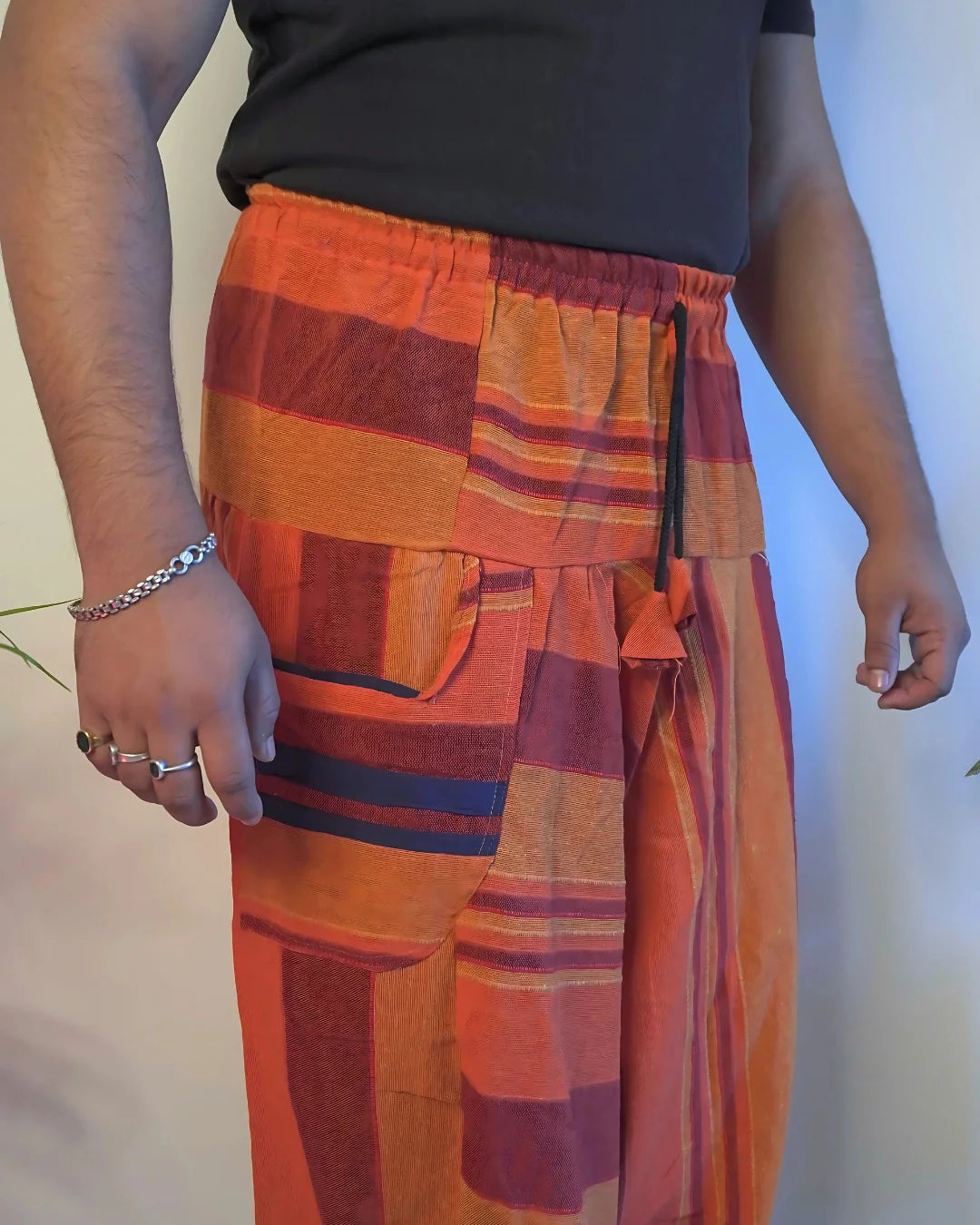 sunset-drift-orange-khesh-harem-pants-pocket-closeup