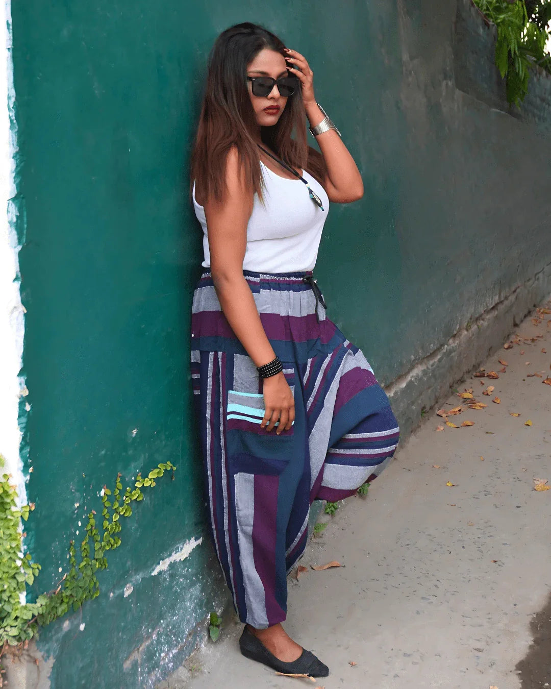 urban gypsy khesh harem pants female side pose