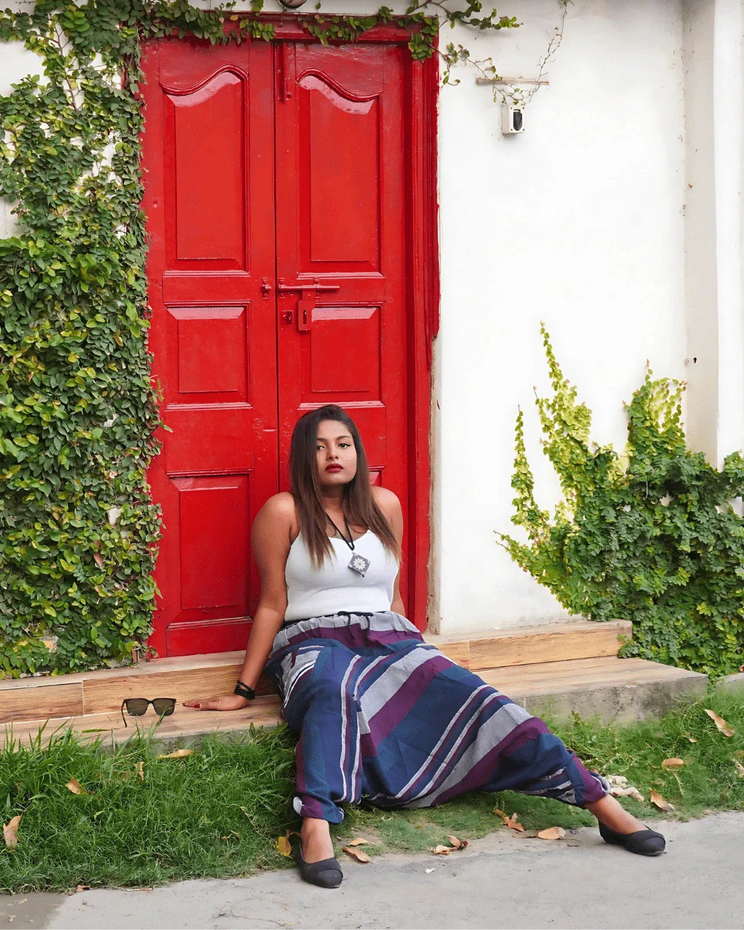 urban gypsy khesh harem pants female sitting